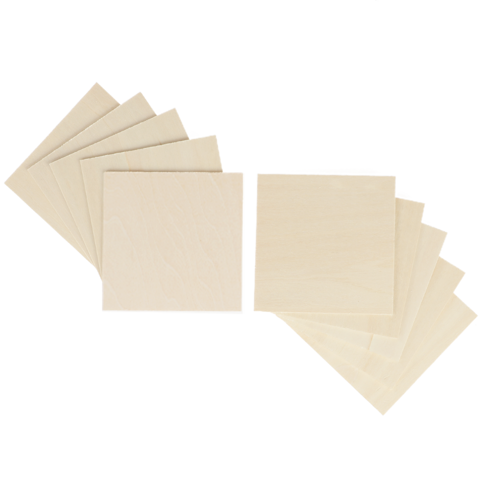 Feuille de Basswood(carrés de bois) 80 x80 x 1,5 mm pour Snapmaker Original (10-Pieces)