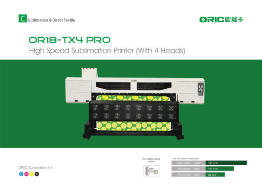 OR18 -TX3 / TX4 Imprimante à sublimation 1.8m avec quatre têtes d’impression