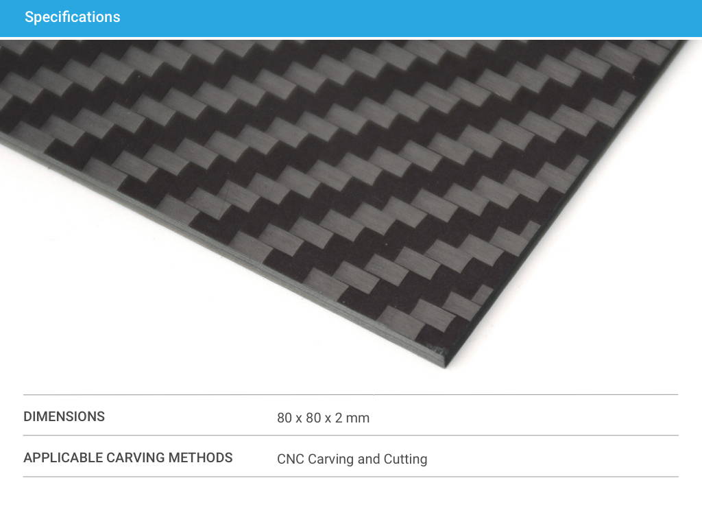Feuille fibre carbone 80 x 80 x 2 mm (3 Pcs)