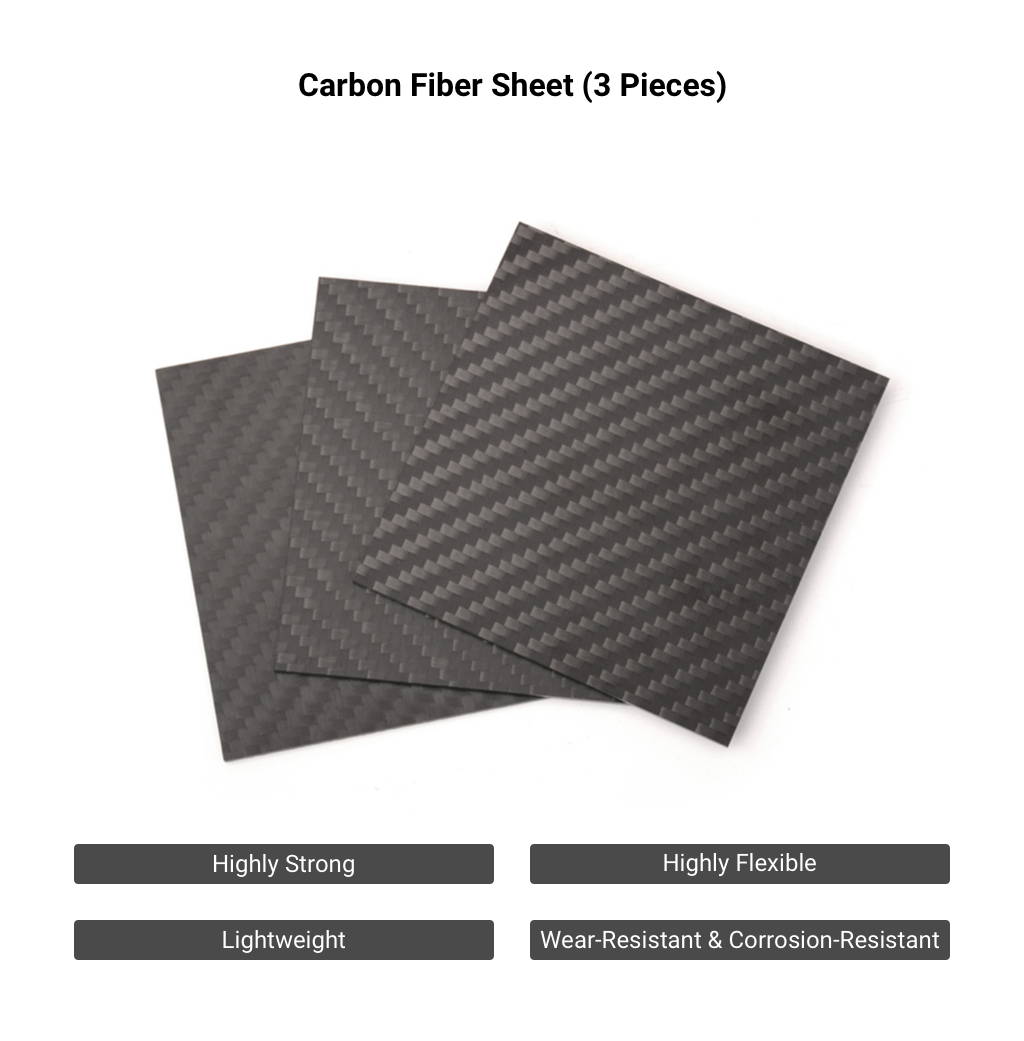 Feuille fibre carbone 80 x 80 x 2 mm (3 Pcs)