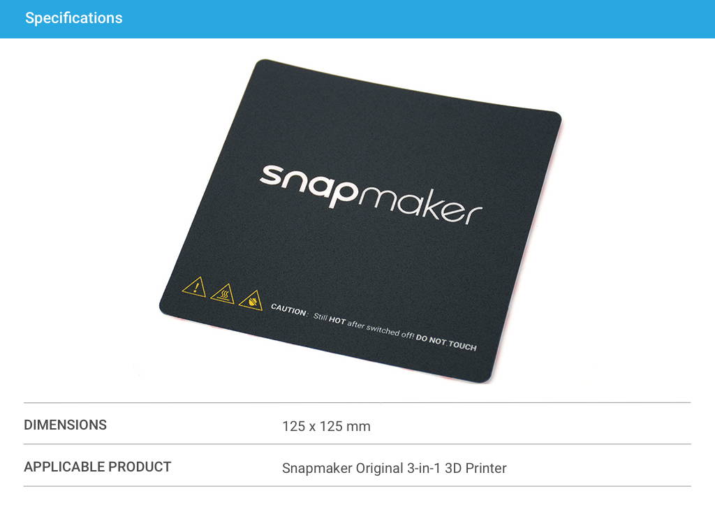 Lit chauffant avec autocollants pour Snapmaker Original (3 Pcs)