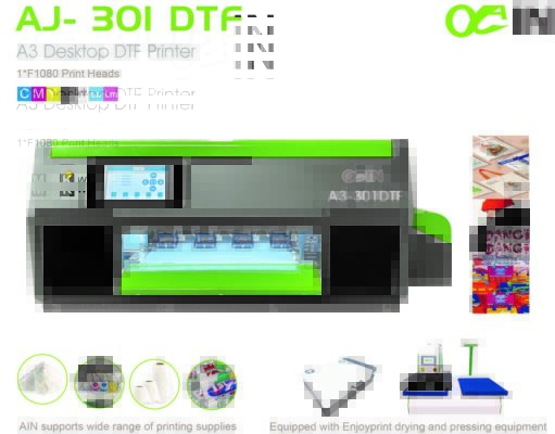 Imprimante numérique de transfert thermique pour t-shirts AINKJET AJ-301 (DTF) de bureau